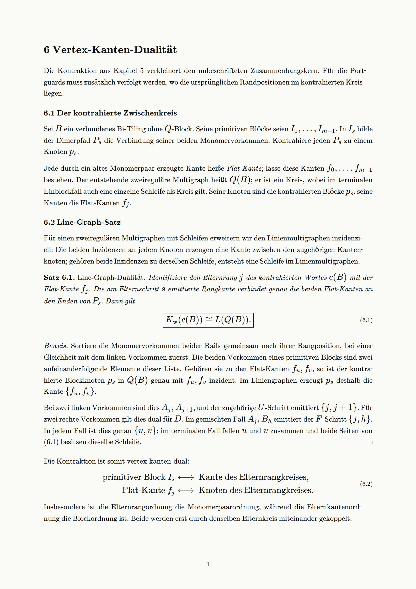 Gesetzte Seite eines mathematischen Fachtexts mit Formeln, Satz und Beweis